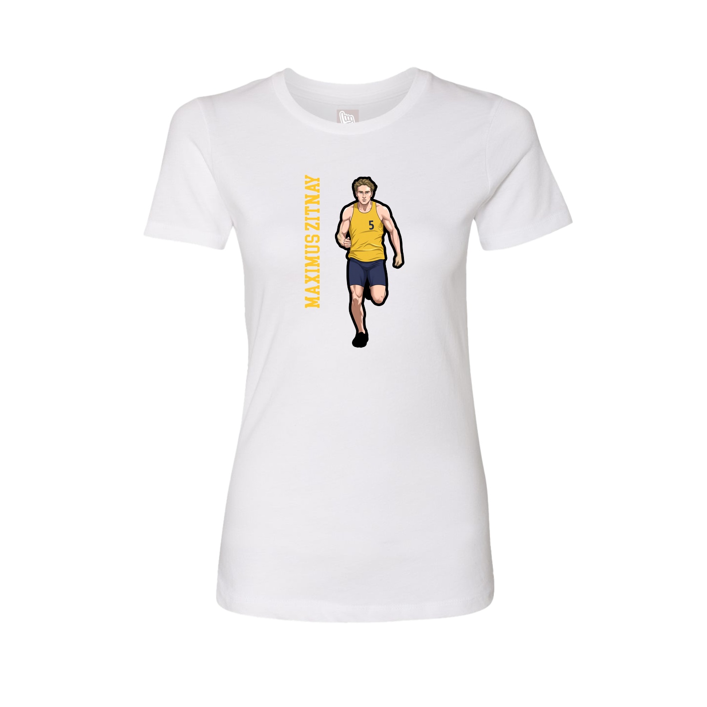 Fitted Women's Tee — Name Vertical in White