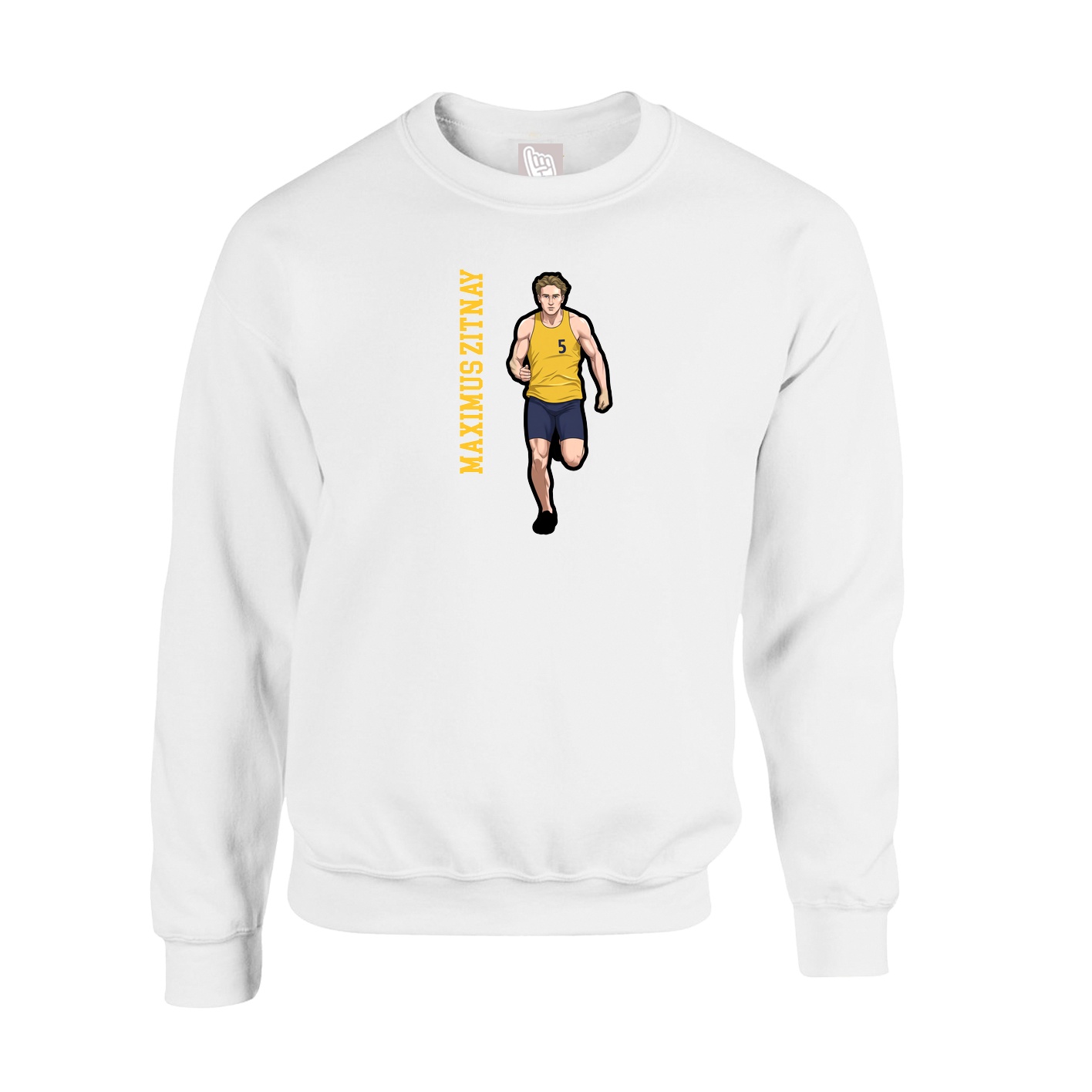 Fleece Crew — Name Vertical in White