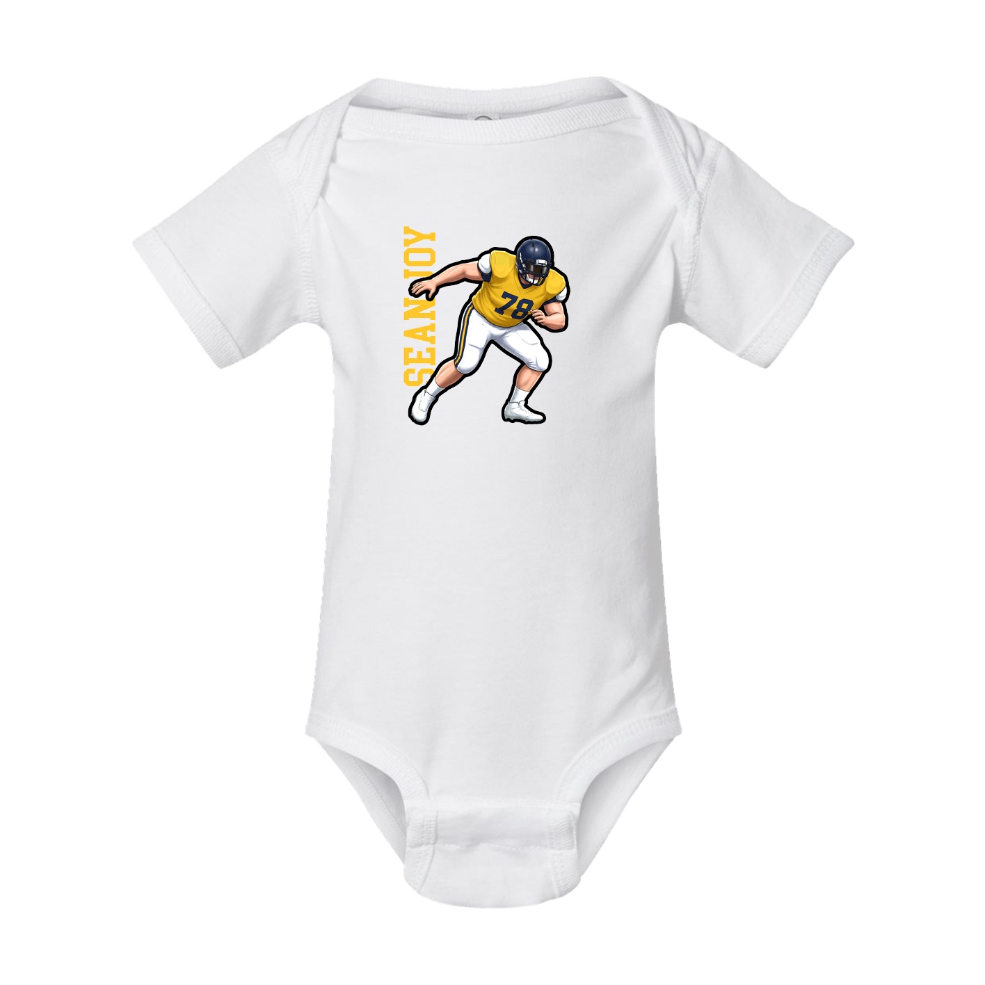 Baby Onesie — Name Vertical in White