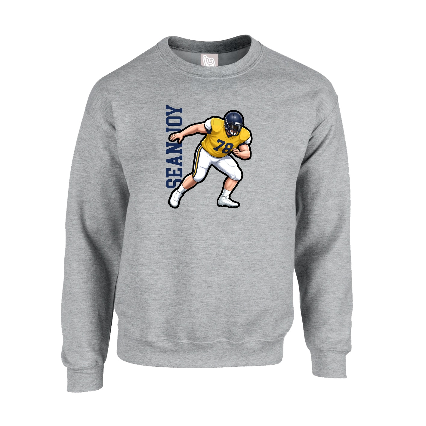 Fleece Crew — Name Vertical in Grey