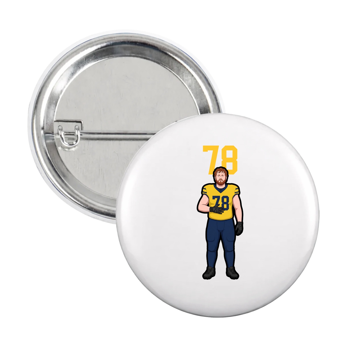Game Day Button — Number Top in White