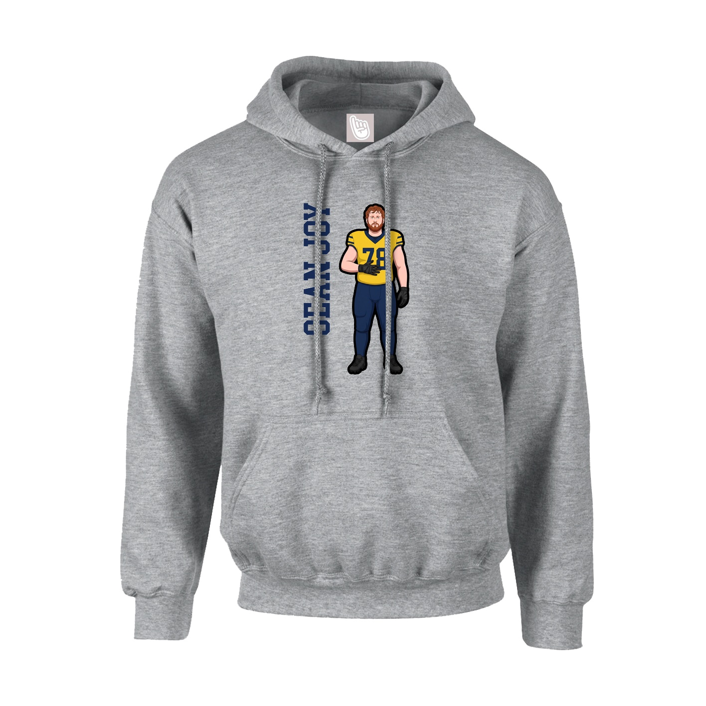 Youth Hoodie — Name Vertical in Grey