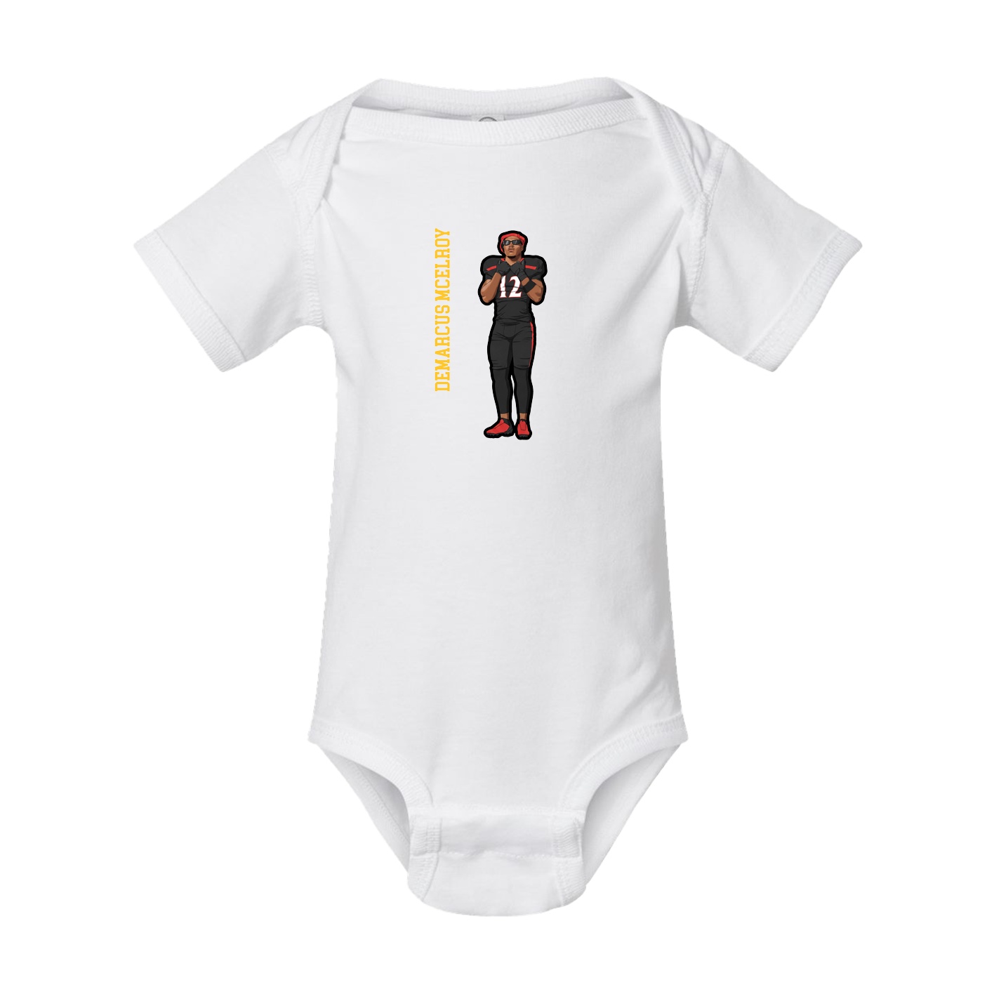 Baby Onesie — Name Vertical in White