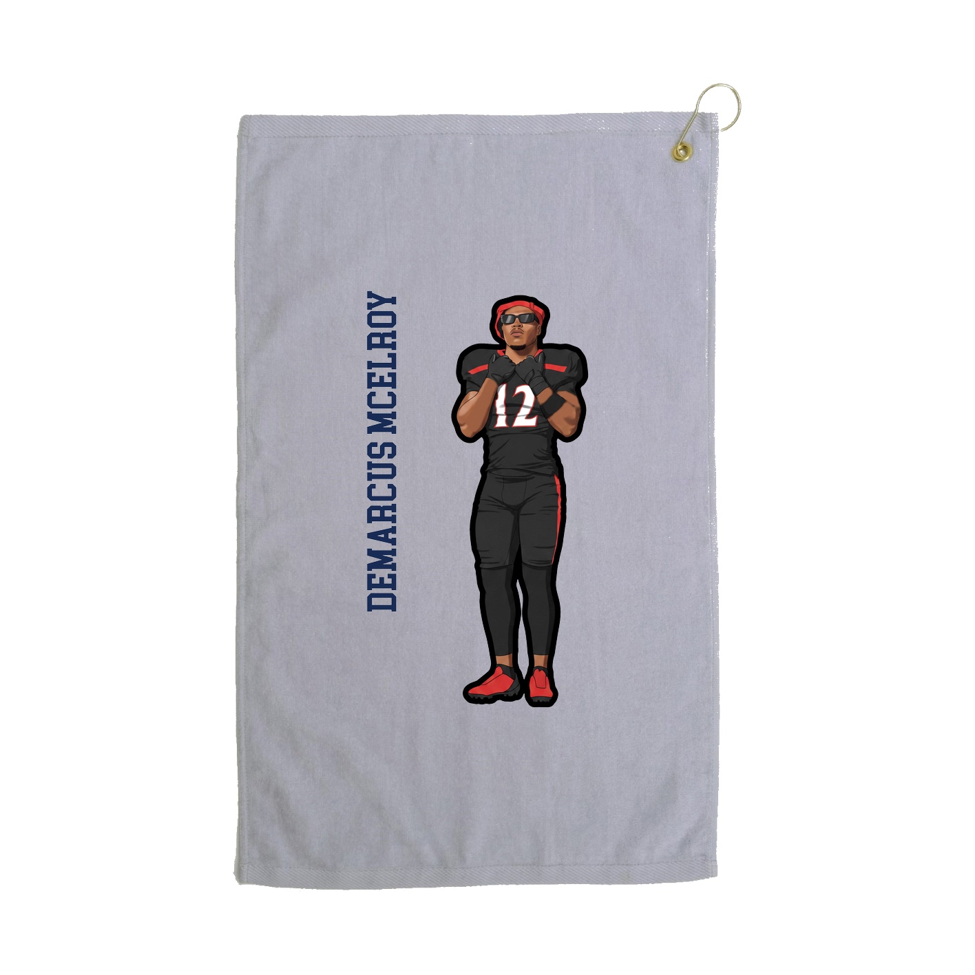 Golf Towel — Name Vertical in Grey