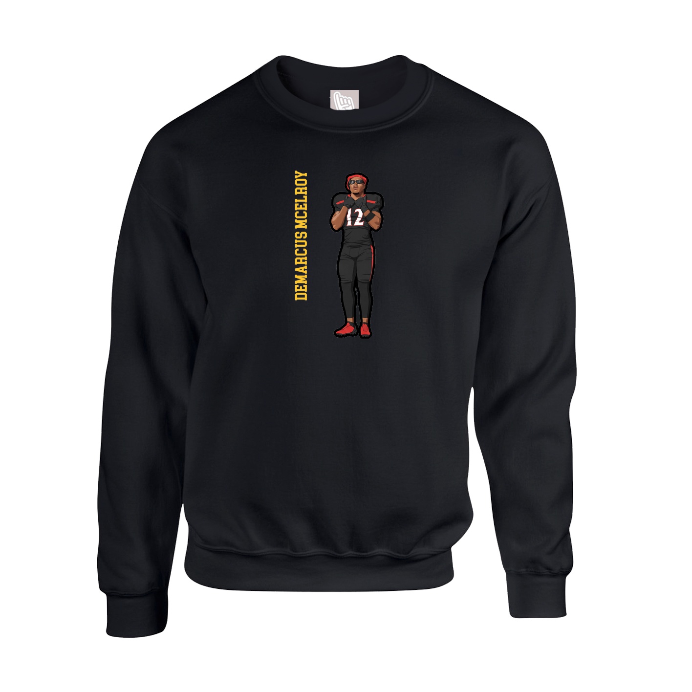 Fleece Crew — Name Vertical in Black