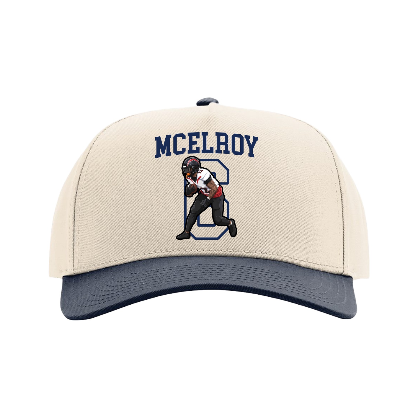 Full Fabric Five-Panel Champ Cap — Shirsey in Cream/Navy