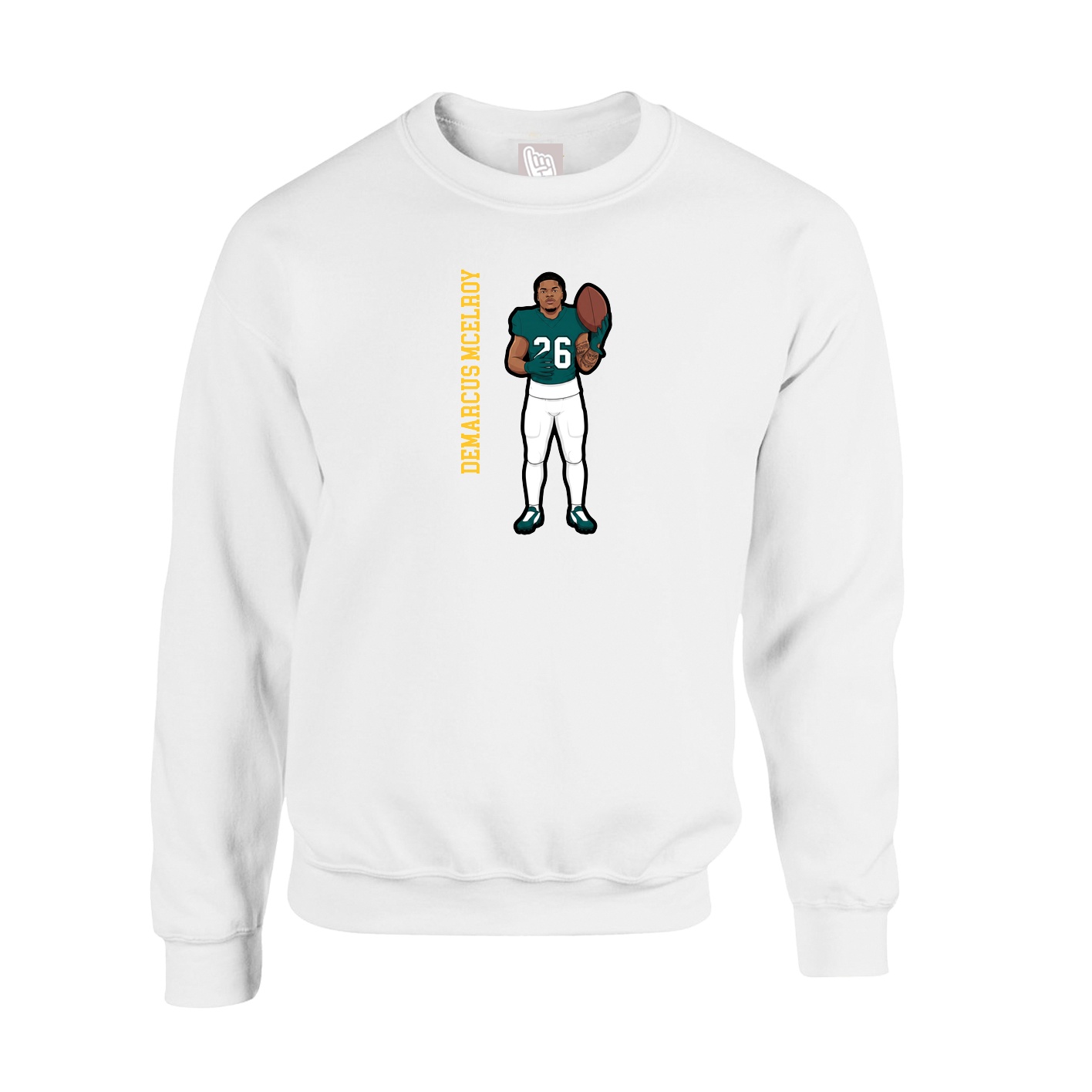 Fleece Crew — Name Vertical in White