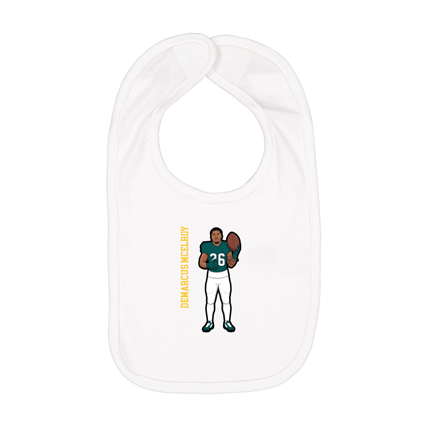 Infant Bib — Name Vertical in White