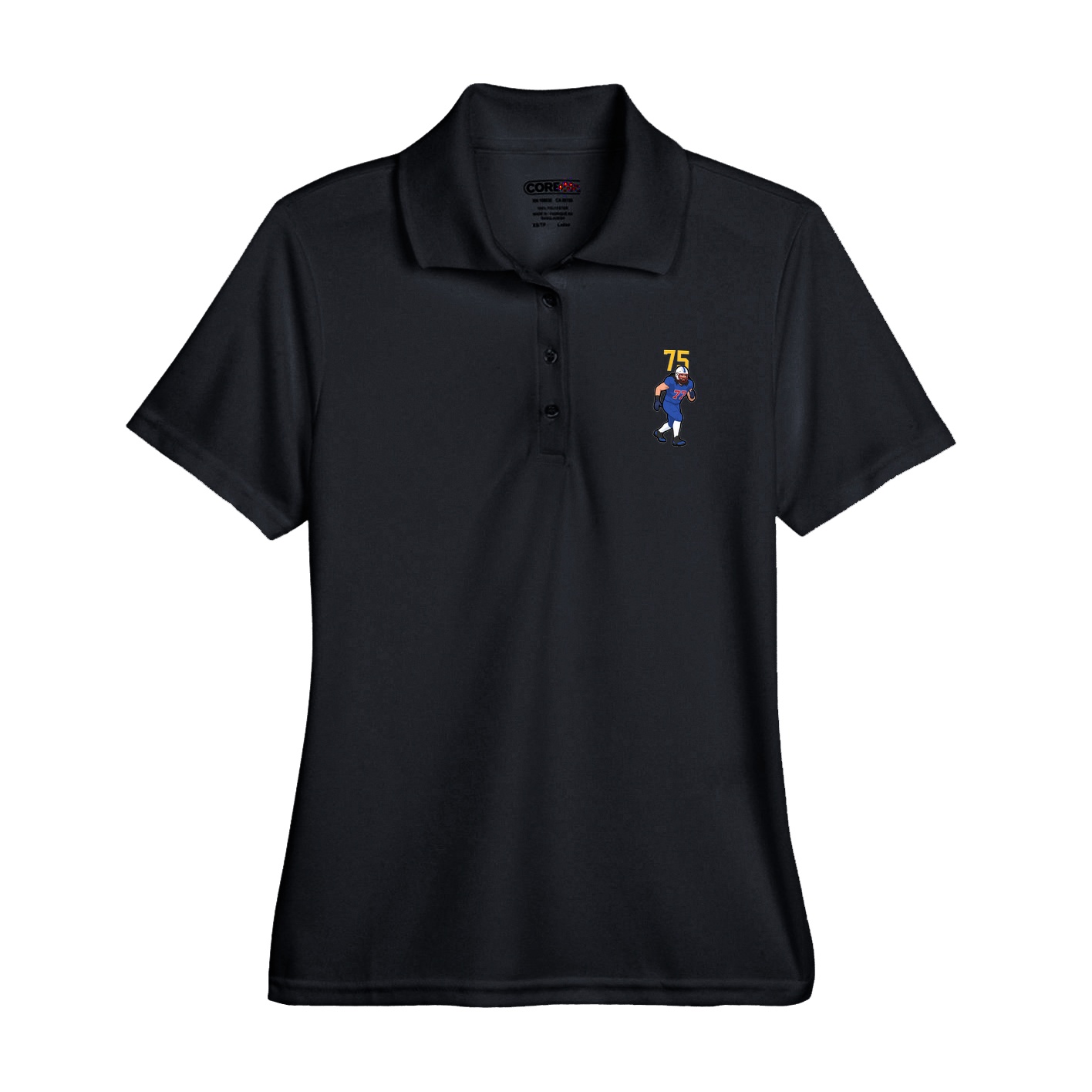 Womens Performance Polo — Number Top in Black