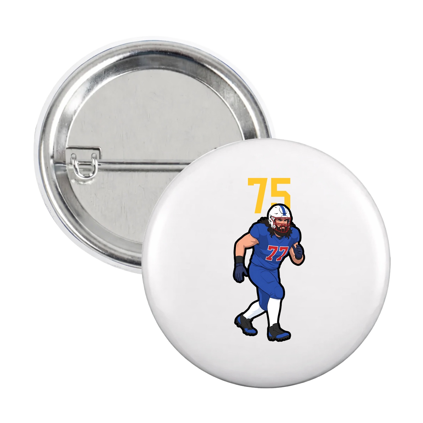 Game Day Button — Number Top in White