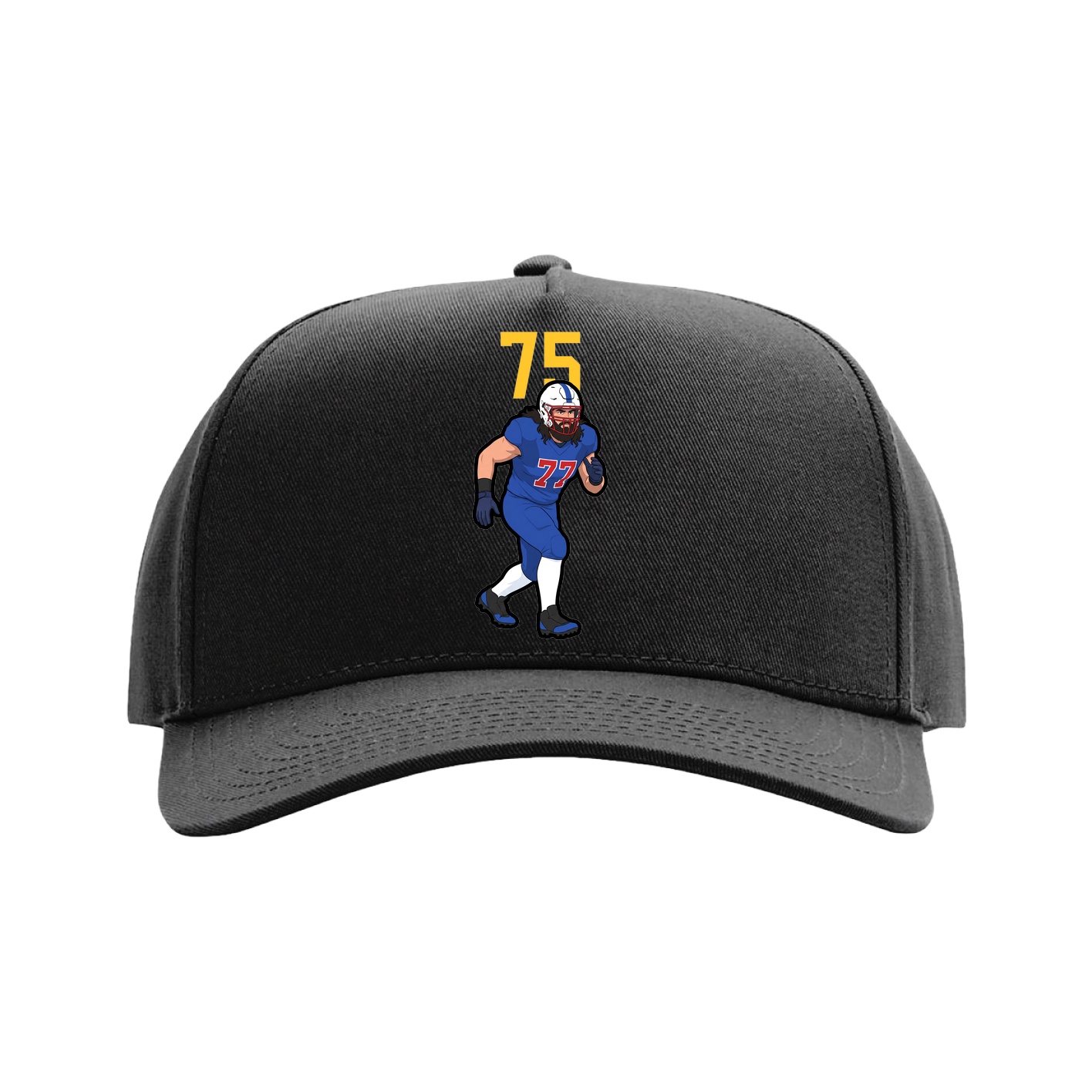 Full Fabric Five-Panel Champ Cap — Number Top in Black