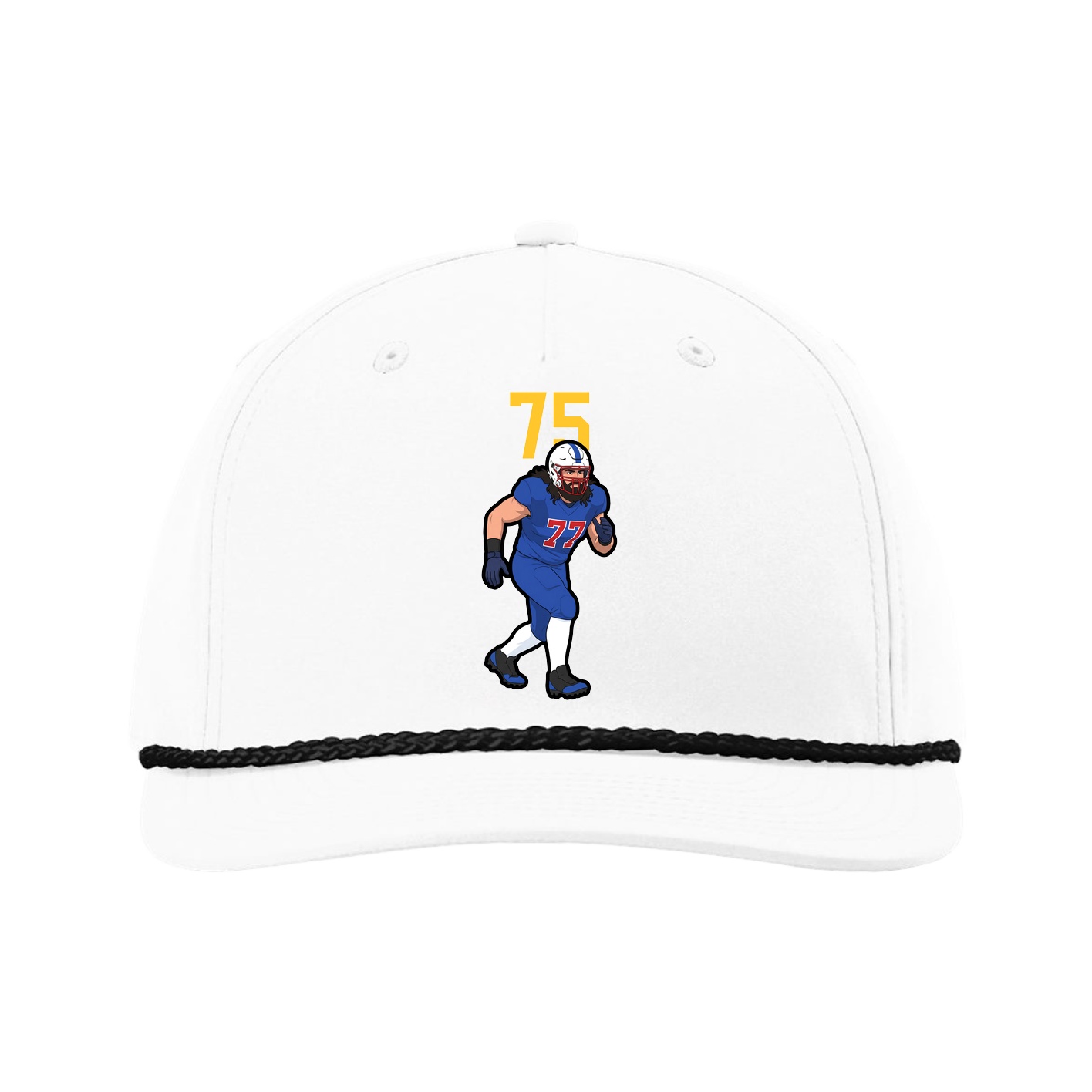 Five-Panel Classic Rope Cap — Number Top in White