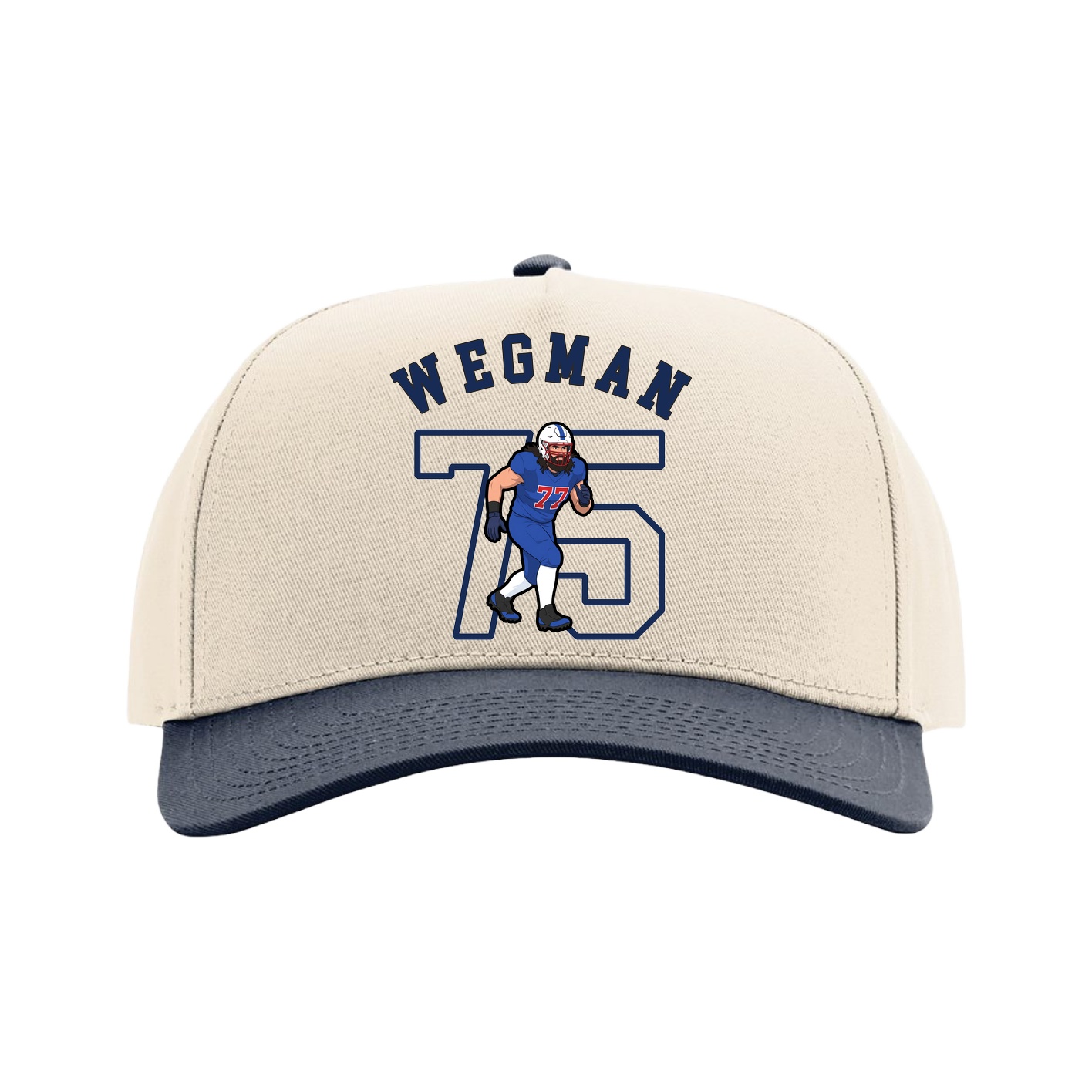 Full Fabric Five-Panel Champ Cap — Shirsey Arch in Cream/Navy