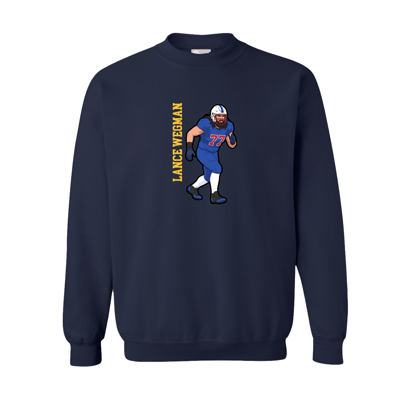 Fleece Crew — Name Vertical in Navy