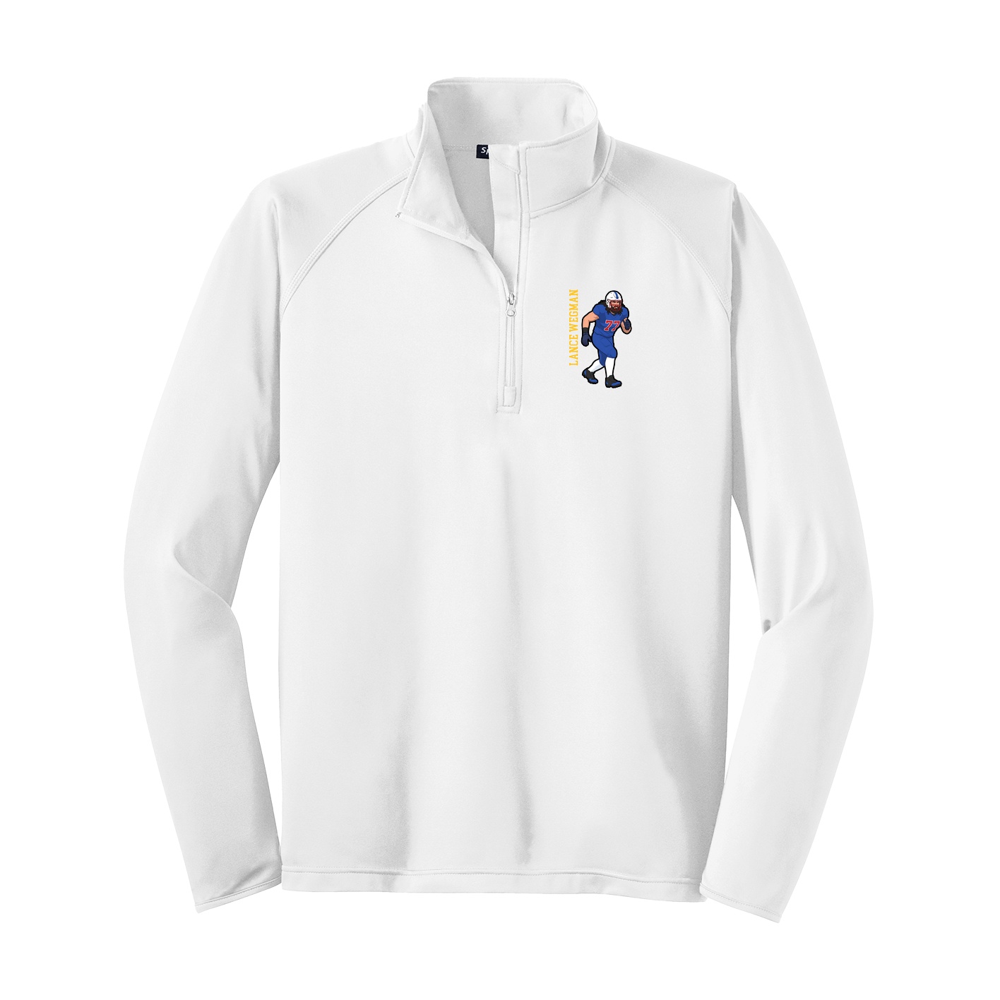 Q-Zip Pullover — Name Vertical in White