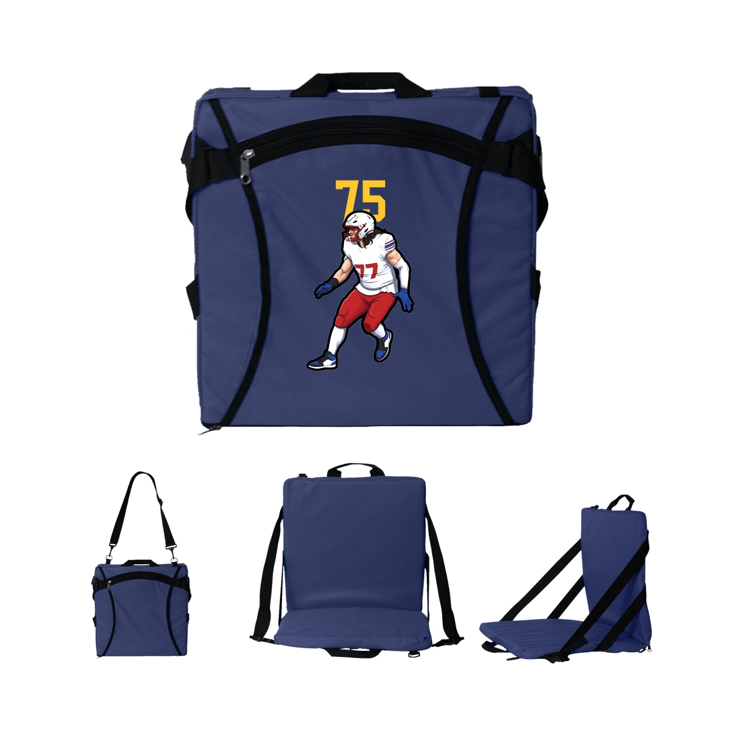 Folding Stadium Seat — Number Top in Navy