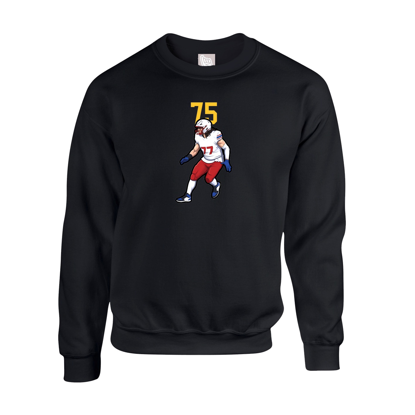 Fleece Crew — Number Top in Black