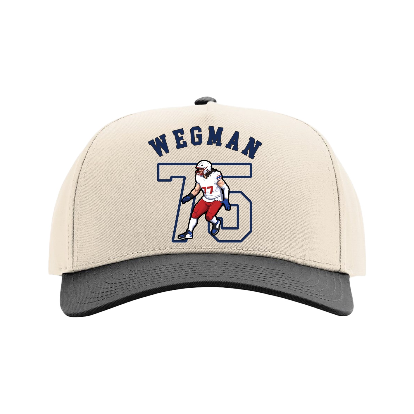 Full Fabric Five-Panel Champ Cap — Shirsey Arch in Cream/Black