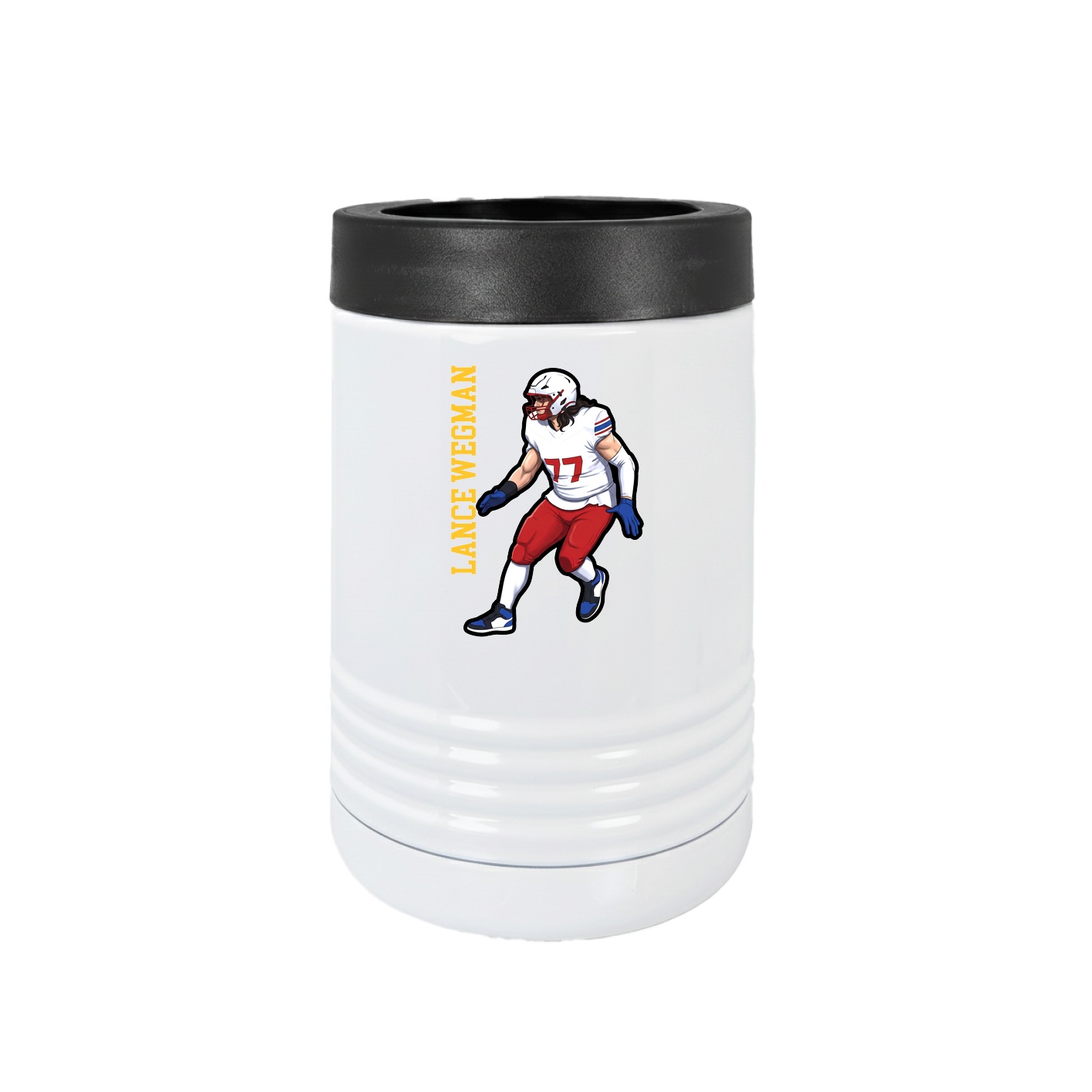 Beverage Holder — Name Vertical in White