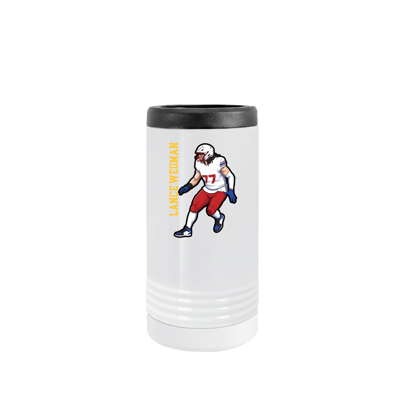 Slim Beverage Holder — Name Vertical in White