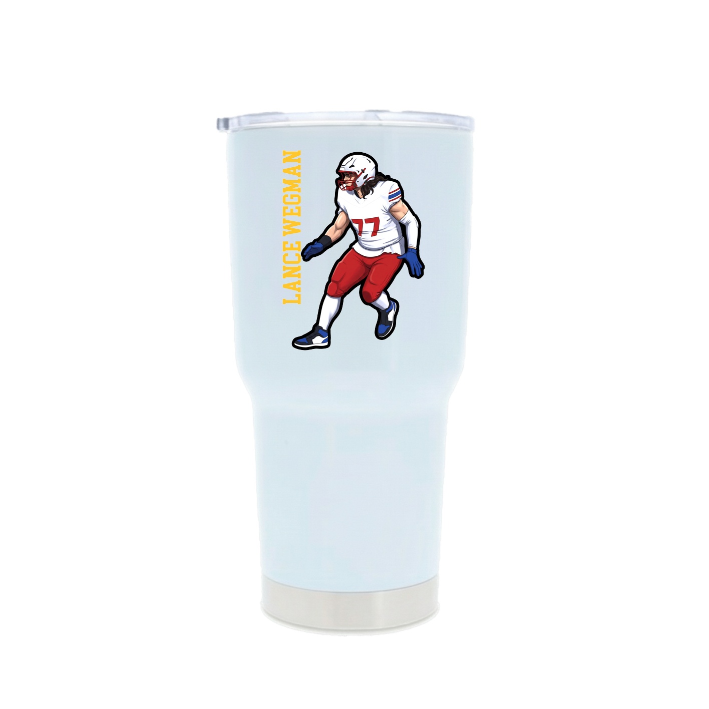 30oz Stainless Steel Tumbler — Name Vertical in White