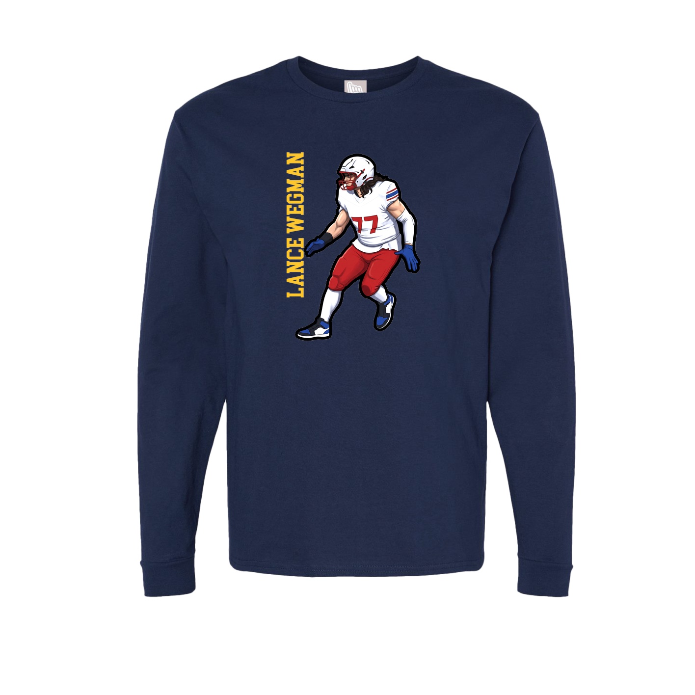 Long Sleeve Tee — Name Vertical in Navy
