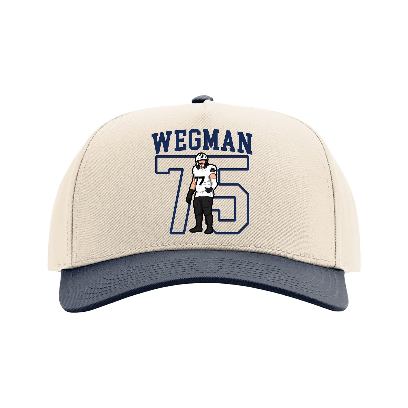 Full Fabric Five-Panel Champ Cap — Shirsey in Cream/Navy