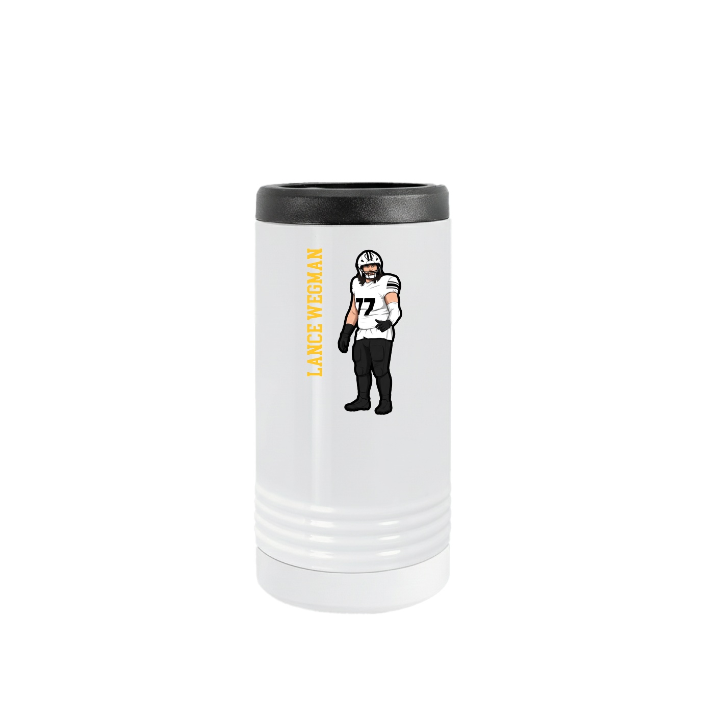 Slim Beverage Holder — Name Vertical in White