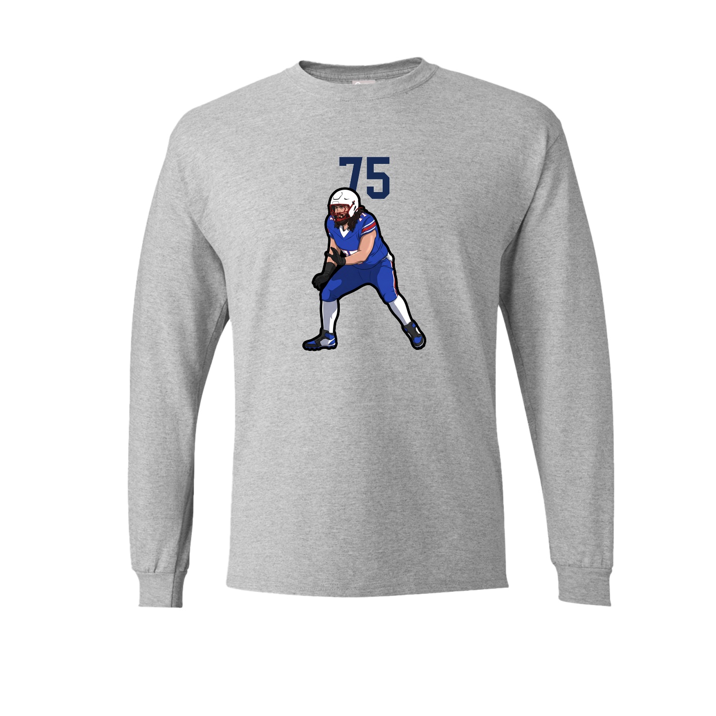 Long Sleeve Tee — Number Top in Grey