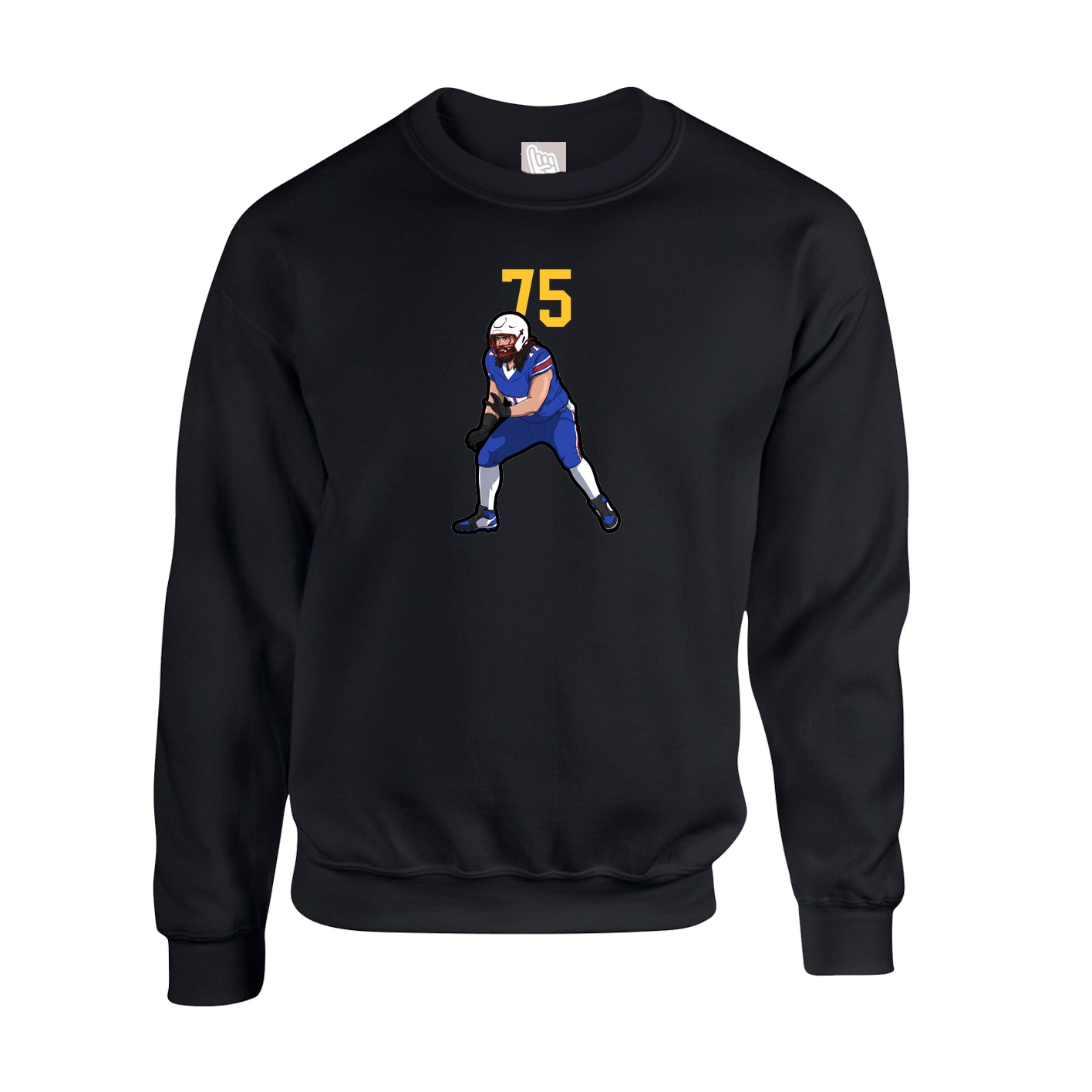 Fleece Crew — Number Top in Black
