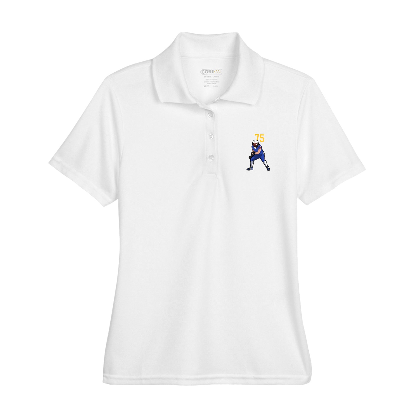 Womens Performance Polo — Number Top in White