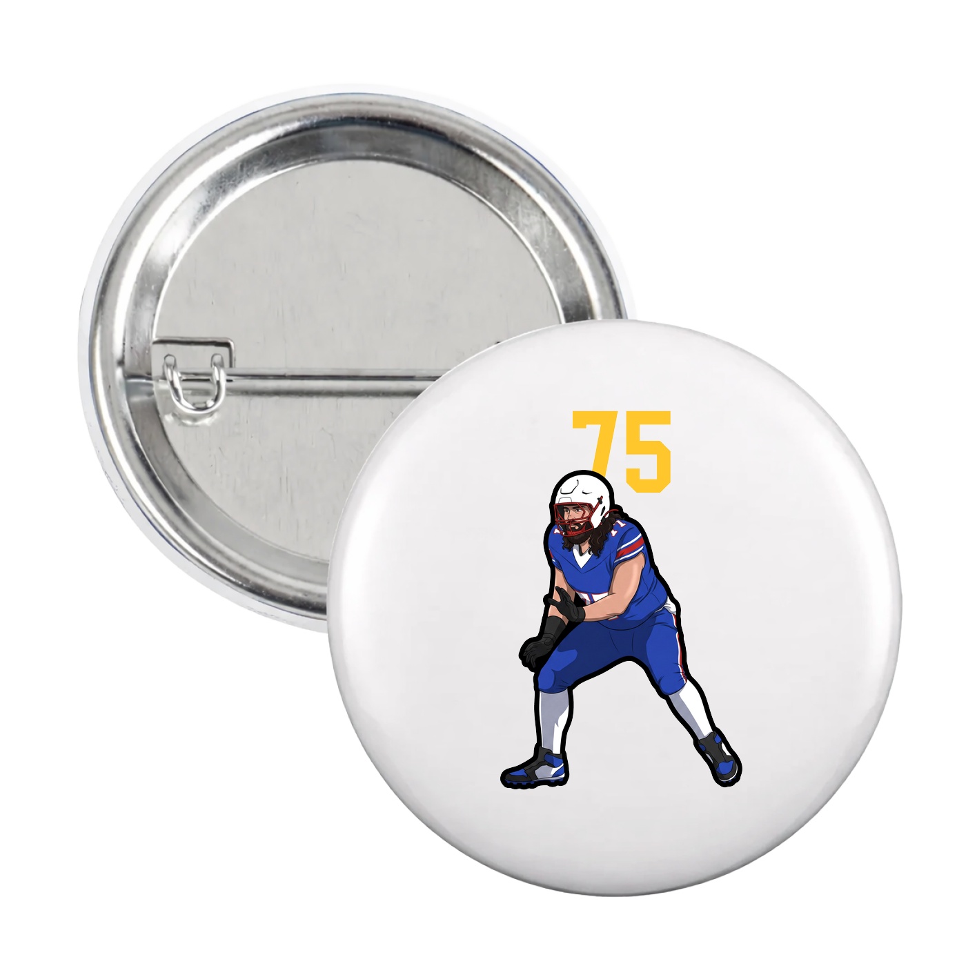 Game Day Button — Number Top in White