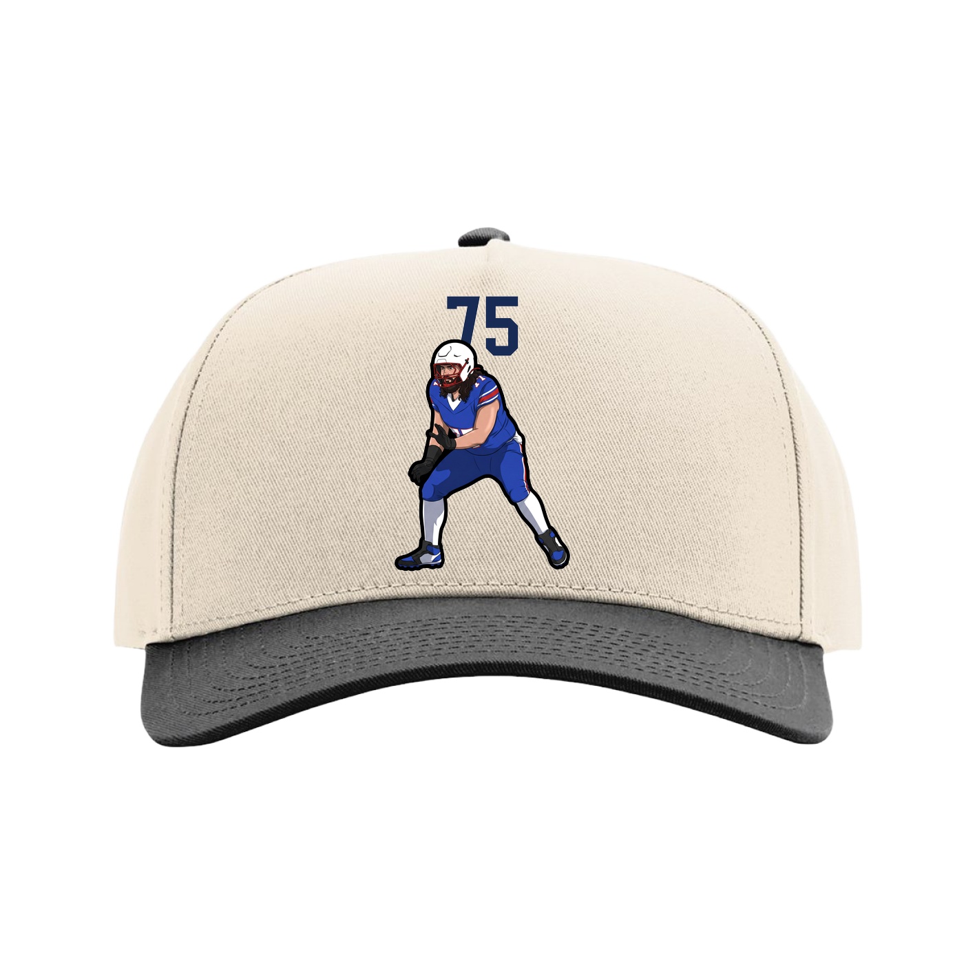 Full Fabric Five-Panel Champ Cap — Number Top in Cream/Black