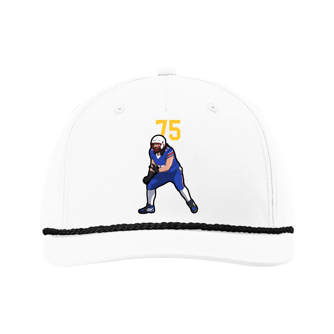 Five-Panel Classic Rope Cap — Number Top in White
