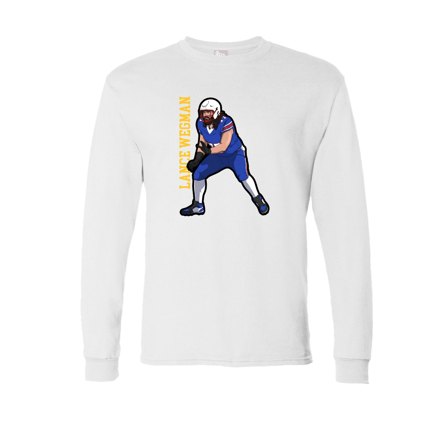Long Sleeve Tee — Name Vertical in White
