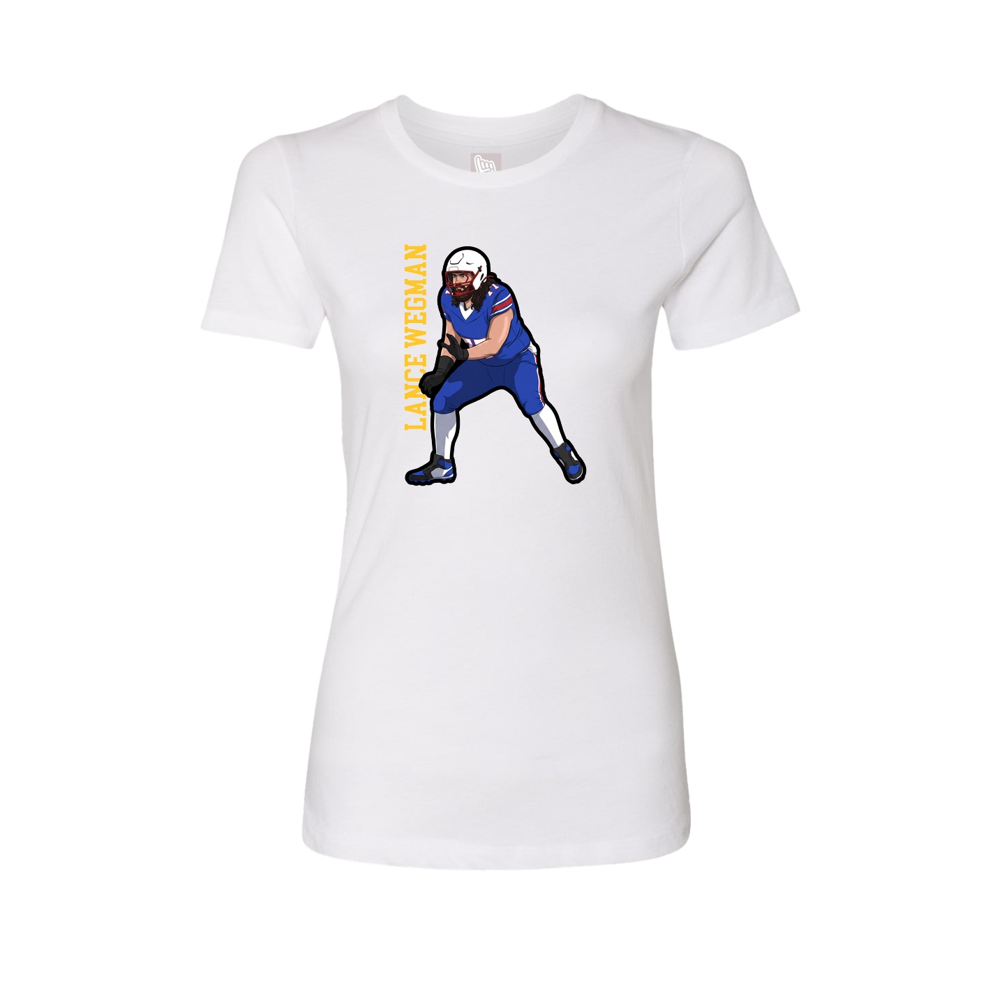 Fitted Women's Tee — Name Vertical in White