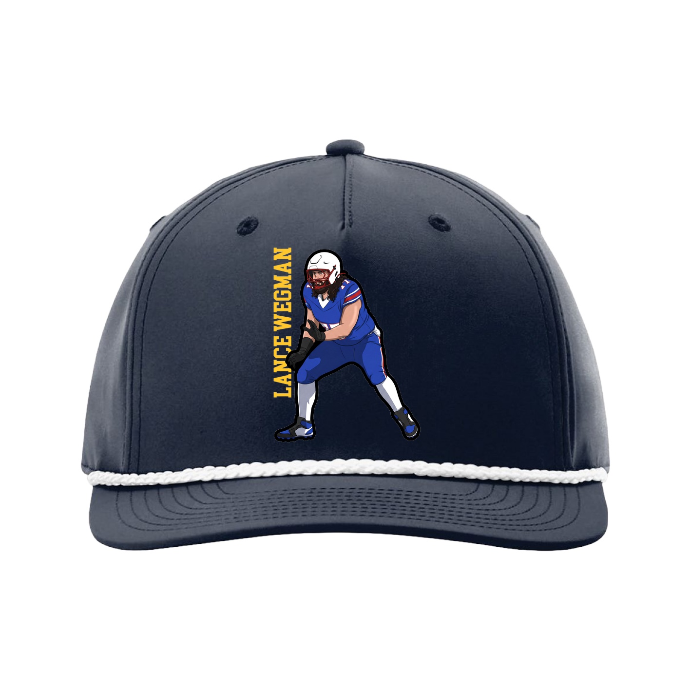 Five-Panel Classic Rope Cap — Name Vertical in Navy