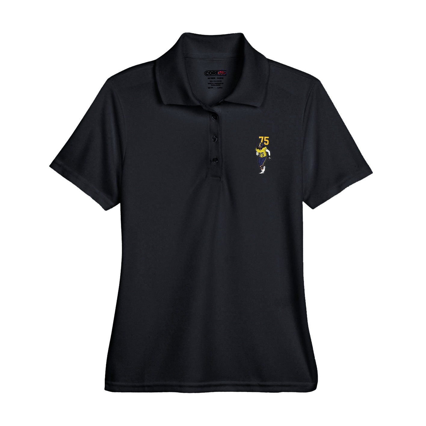 Womens Performance Polo — Number Top in Black