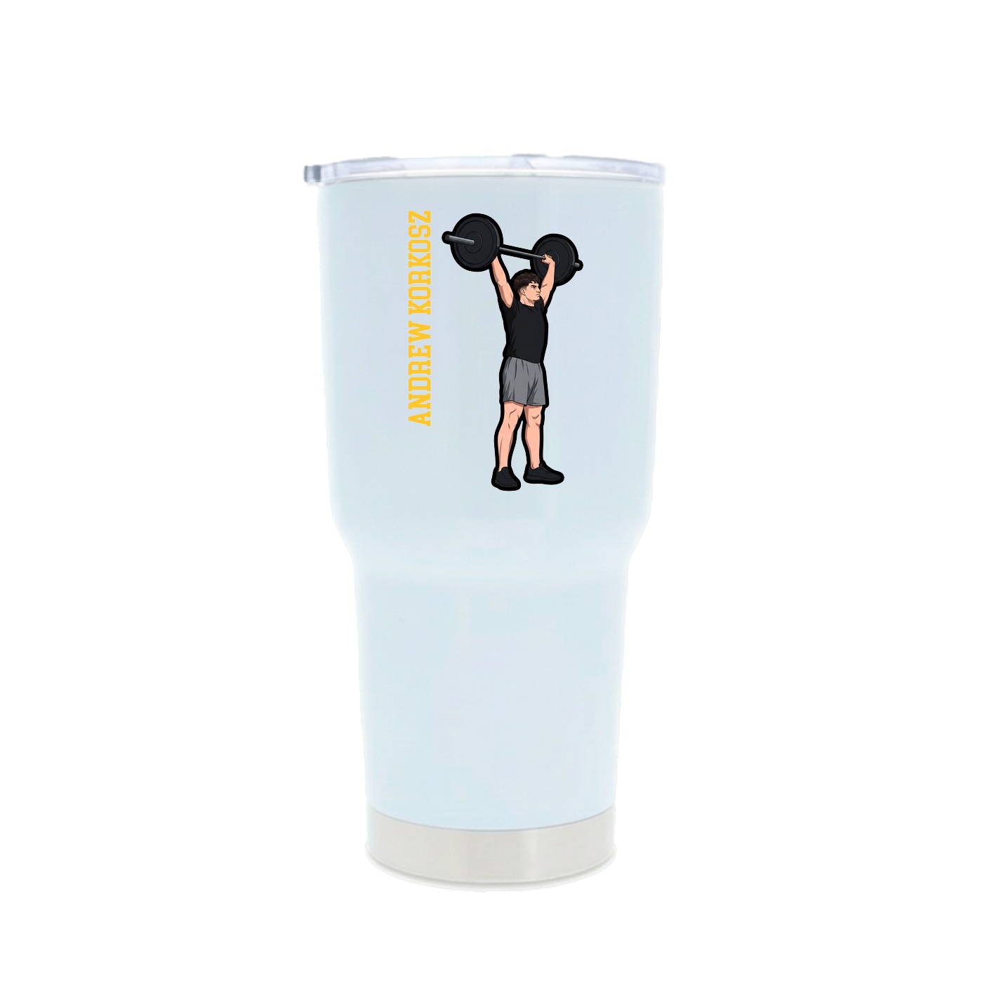 30oz Stainless Steel Tumbler — Name Vertical in White