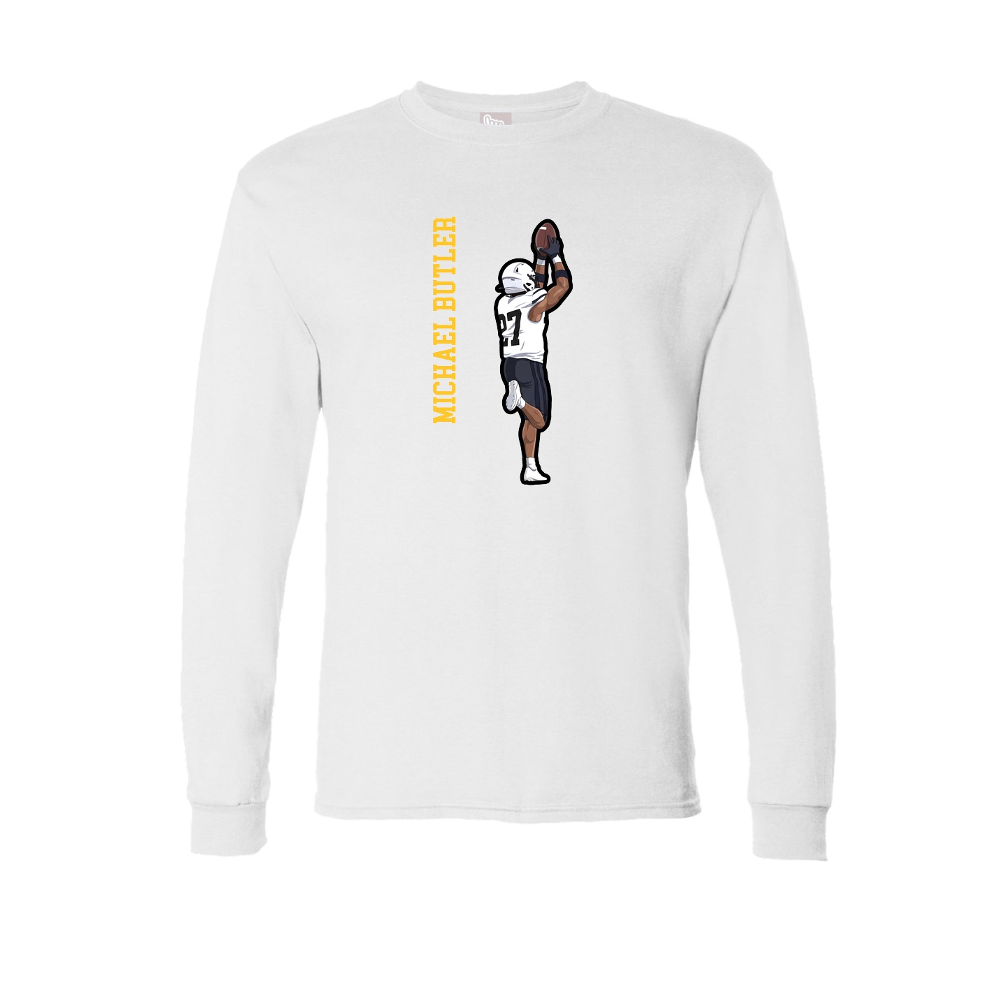 Long Sleeve Tee — Name Vertical in White