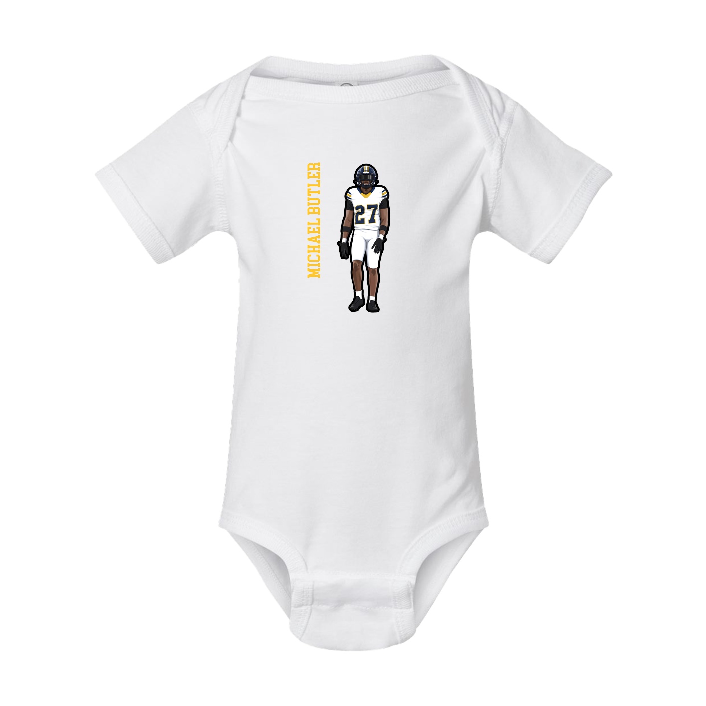Baby Onesie — Name Vertical in White