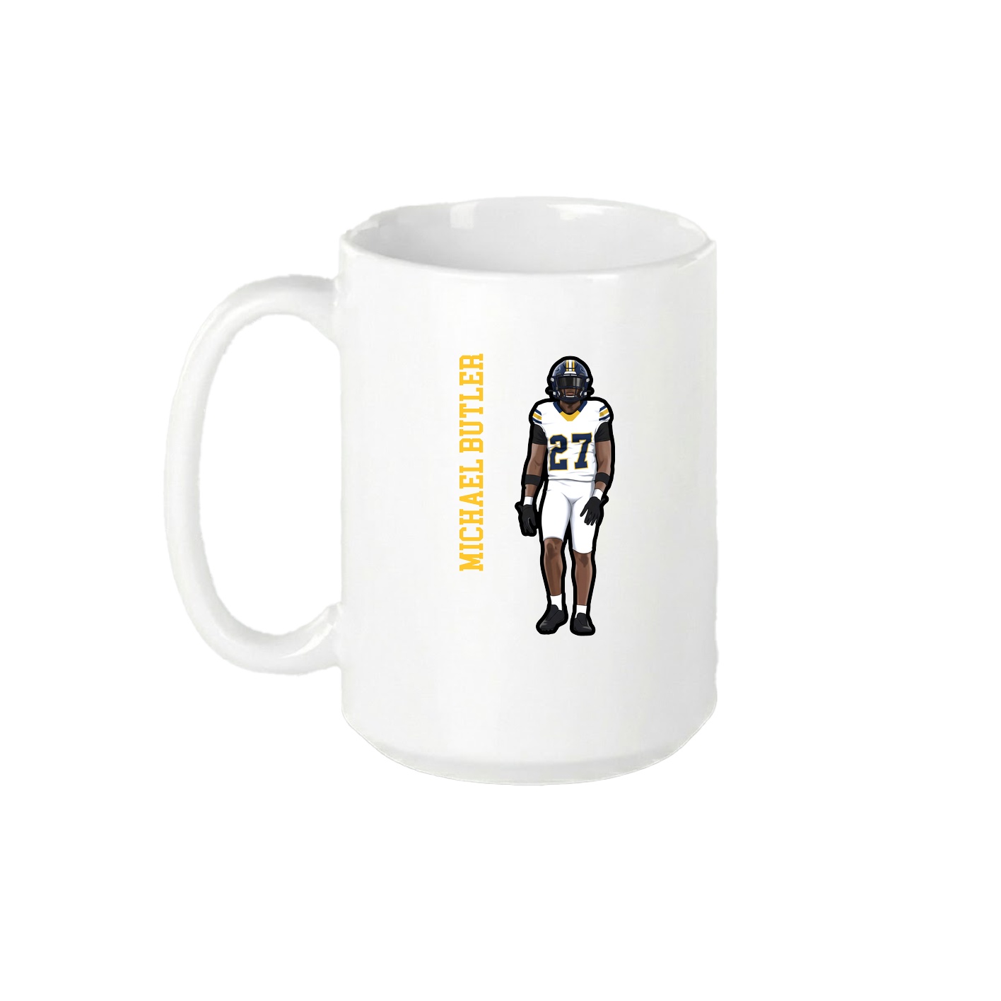 15oz Coffee Mug — Name Vertical in White