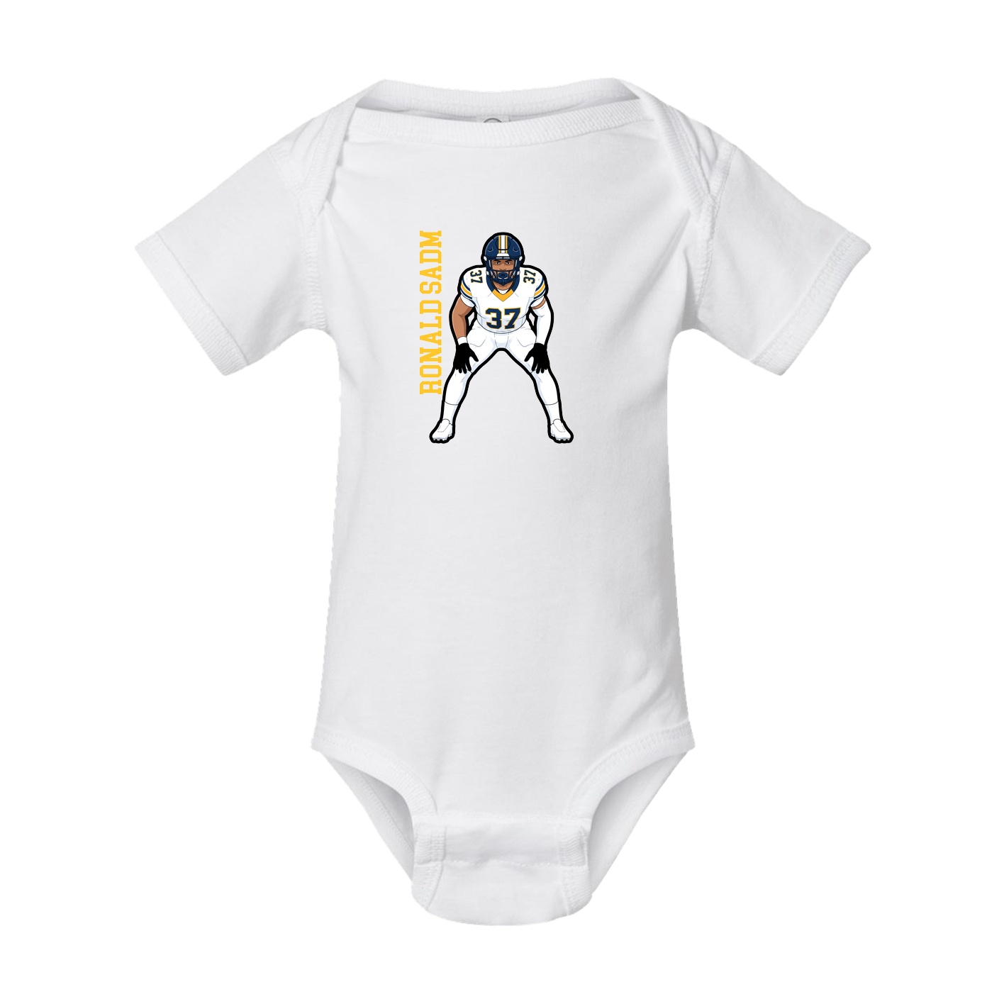 Baby Onesie — Name Vertical in White