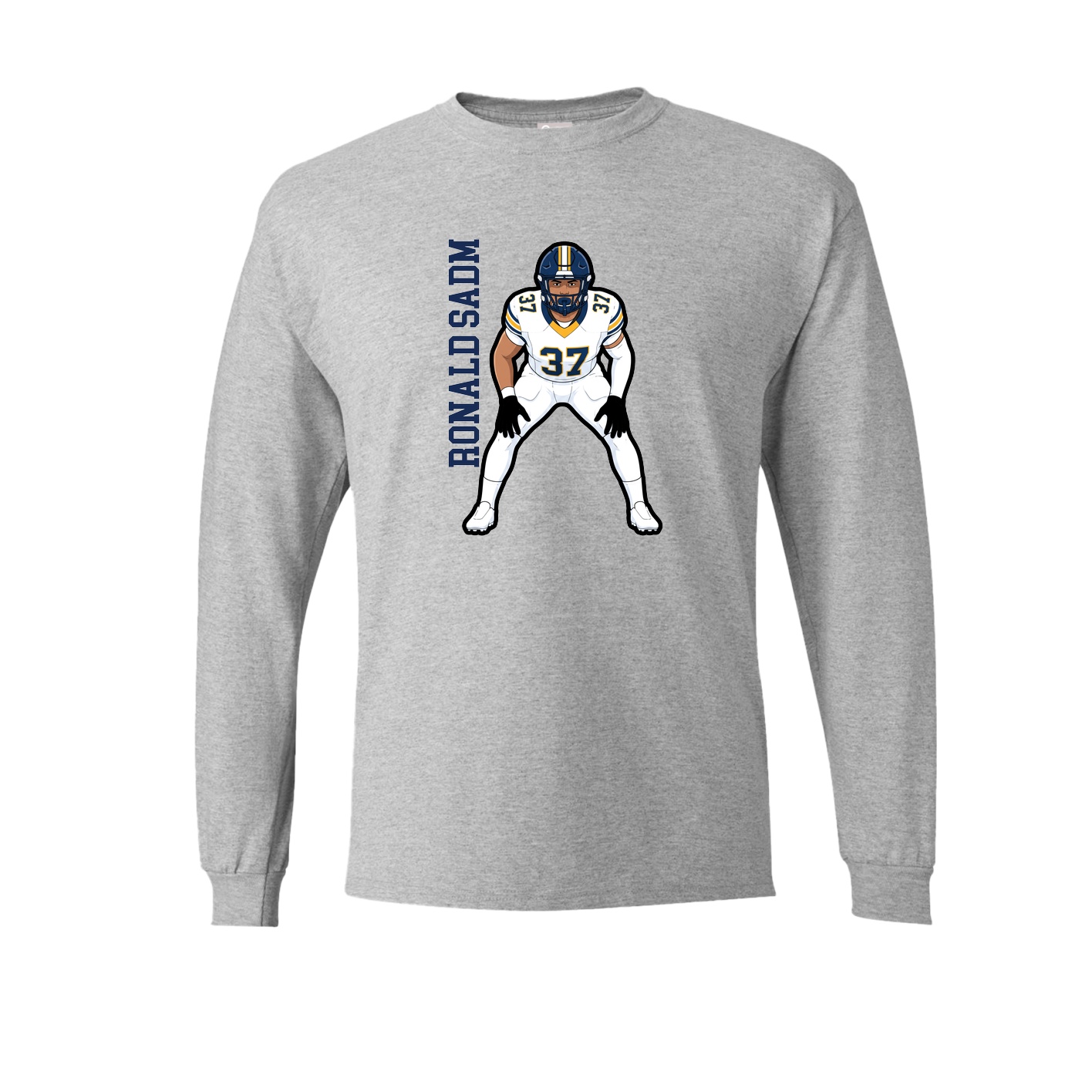 Long Sleeve Tee — Name Vertical in Grey