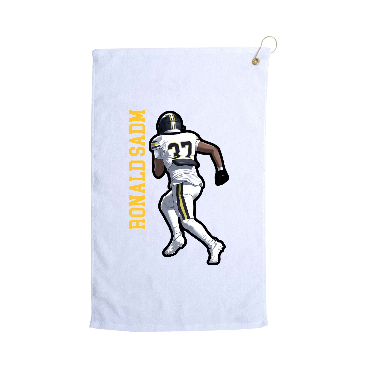 Golf Towel — Name Vertical in White