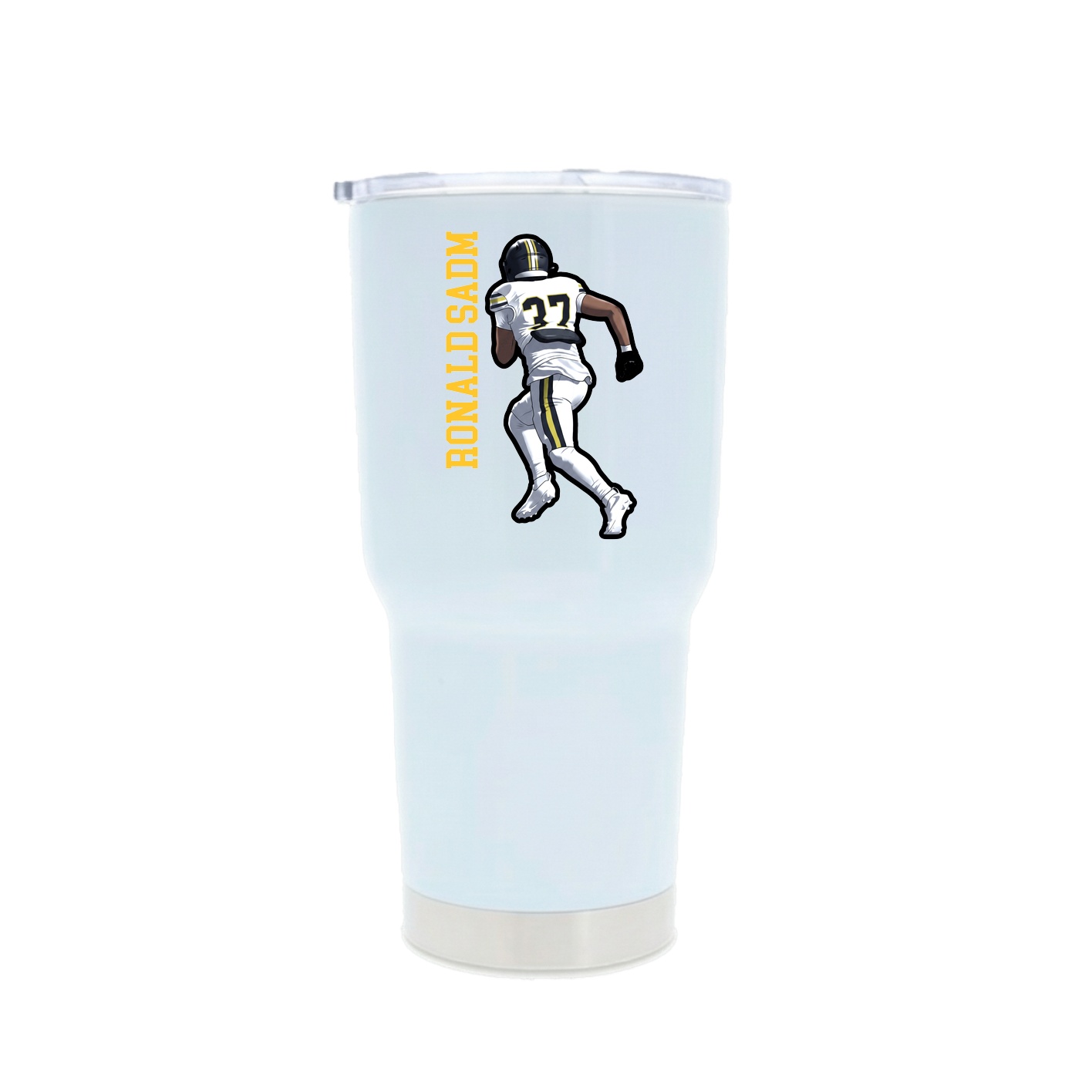 30oz Stainless Steel Tumbler — Name Vertical in White