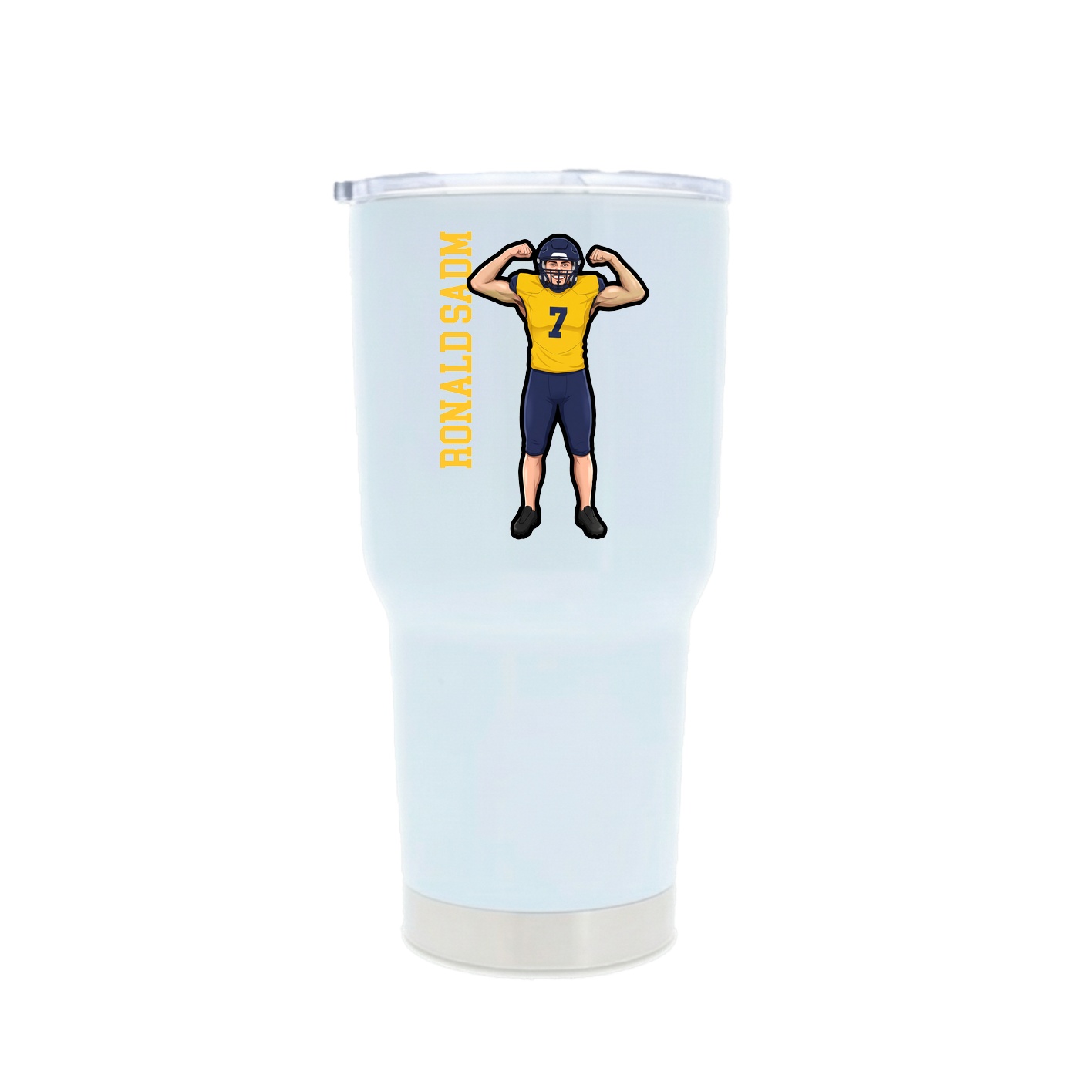 30oz Stainless Steel Tumbler — Name Vertical in White