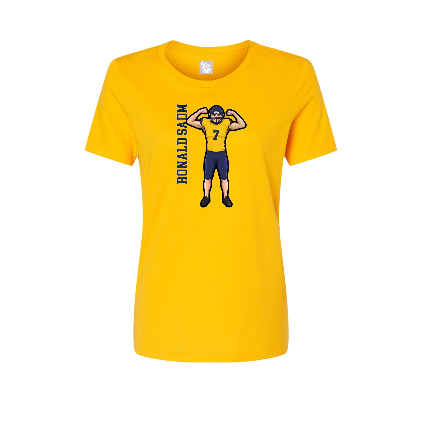 Fitted Women's Tee — Name Vertical in Gold