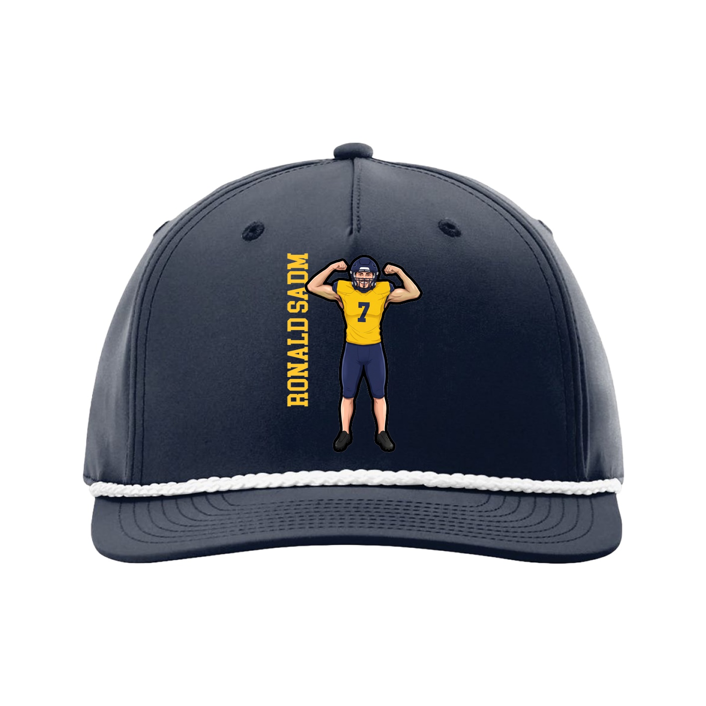 Five-Panel Classic Rope Cap — Name Vertical in Navy