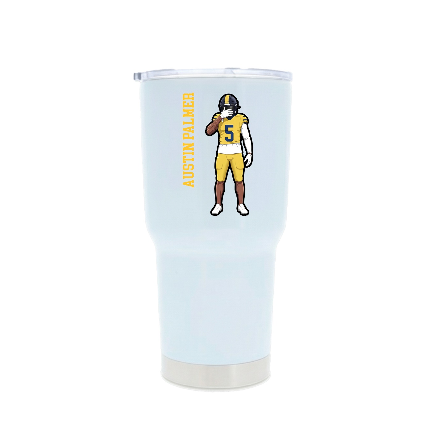 30oz Stainless Steel Tumbler — Name Vertical in White